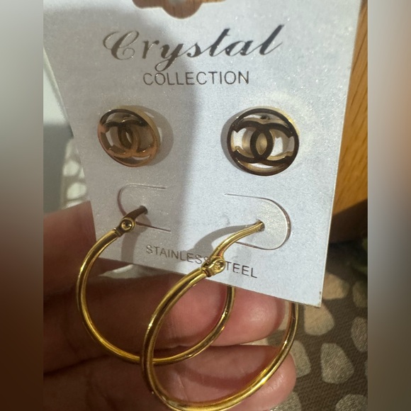 Jewelry - Gold Hoop Earrings/Fashion ones two pairs! NWT